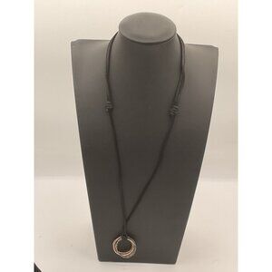 Handcrafted Silver & Copper Ring Pendant Necklace Adjustable